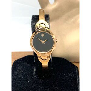 Movado Women's Watch 0607327 Bold Swiss Quartz Black Dial Rose Gold Steel 24mm